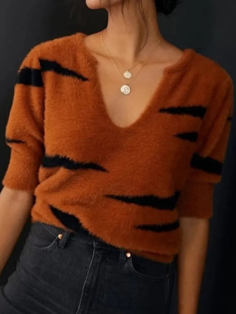 Michael Stars Honey Elbow Sleeve Faux Fur Sweater